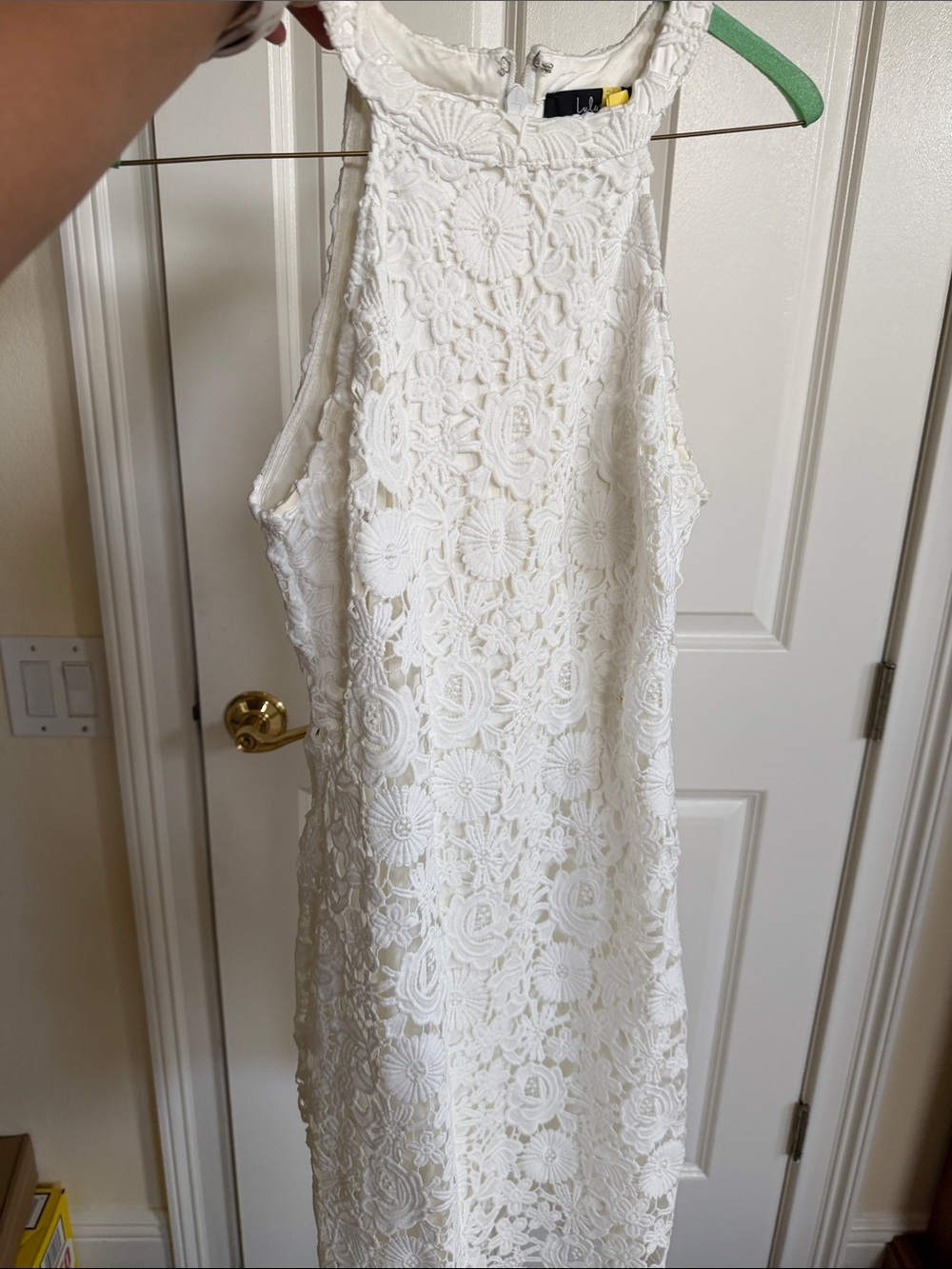 Lulu's White Crochet Lace Midi Dress